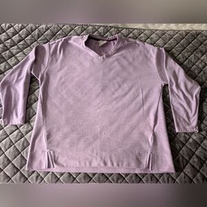 Boston Traders Oversized v-neck Lilac purple Sweatshirt, Soft Fleece, Size Large
